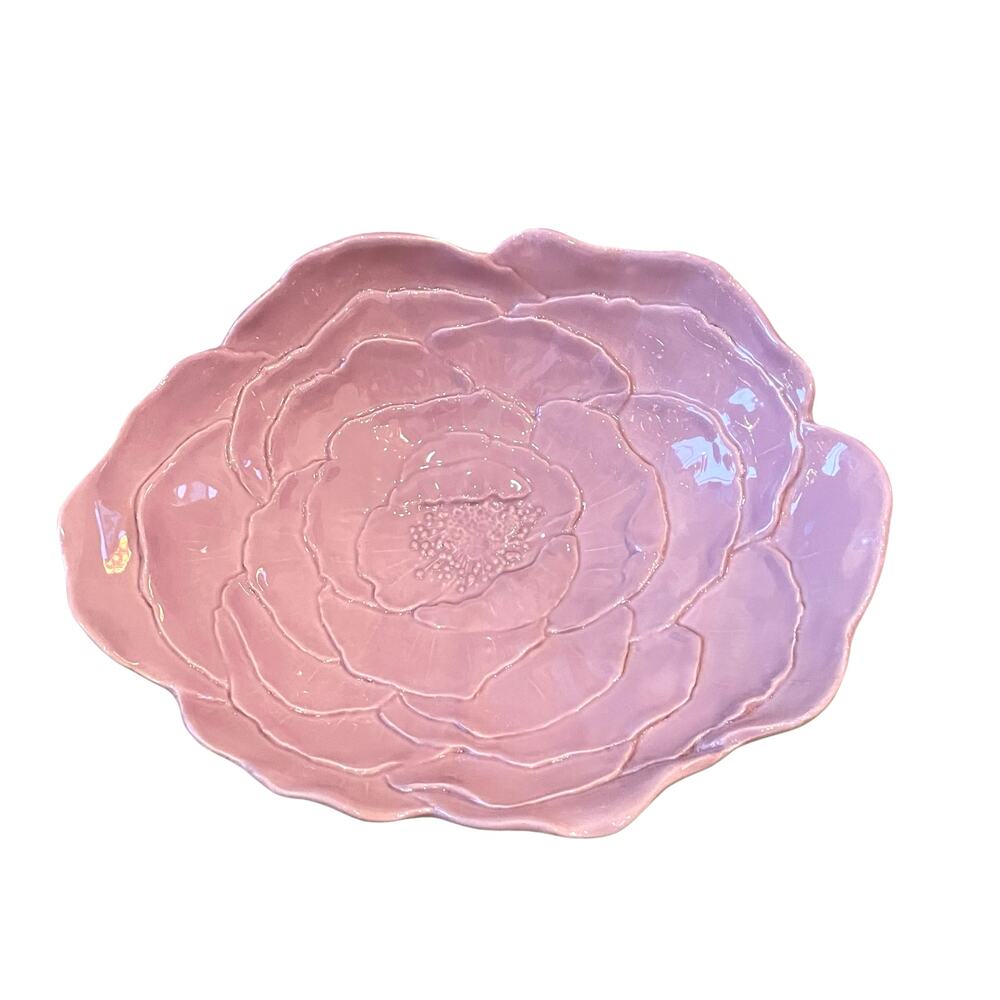 VIETRI Made In Italy Fiori Di Campo Lilac Rose Serving Bowl Floral Embossed New